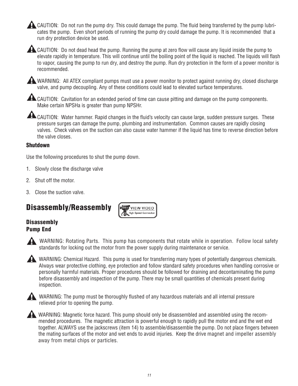 Disassembly/reassembly | Finish Thompson UC (S/N 125040 and lower) User Manual | Page 11 / 23