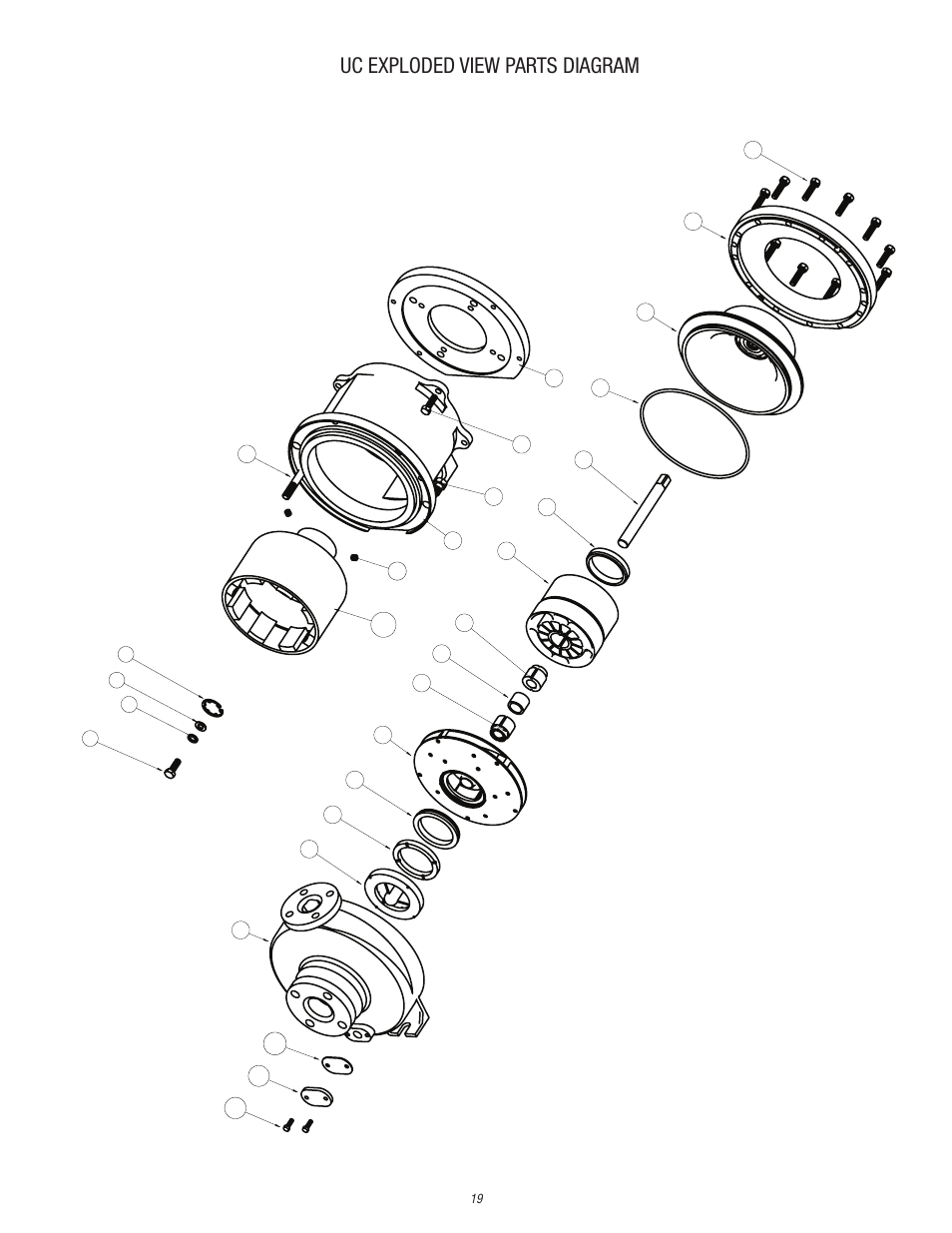 Uc exploded view parts diagram | Finish Thompson UC (S/N 125040 and lower) User Manual | Page 19 / 23