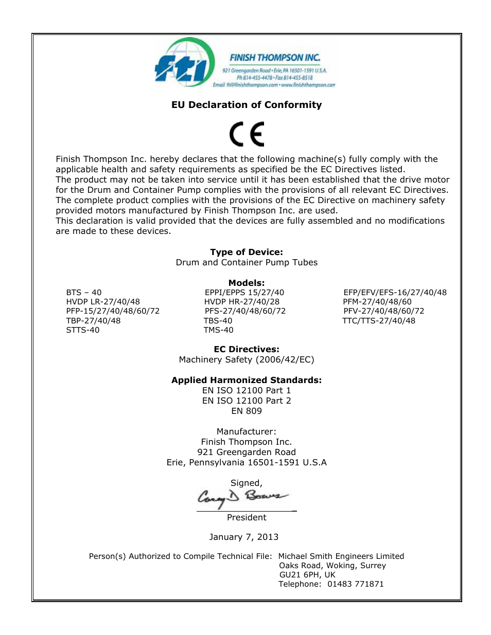 Finish Thompson EFV User Manual | Page 2 / 13