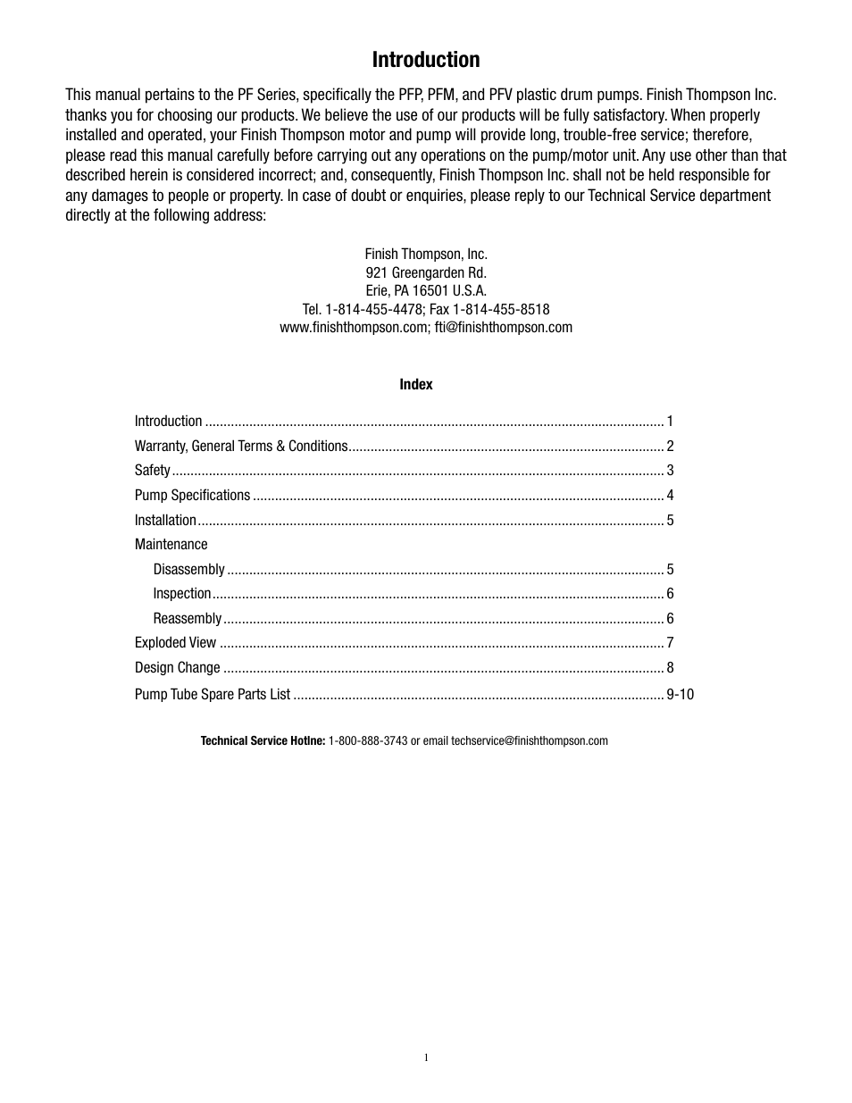 Introduction | Finish Thompson PFV User Manual | Page 3 / 12