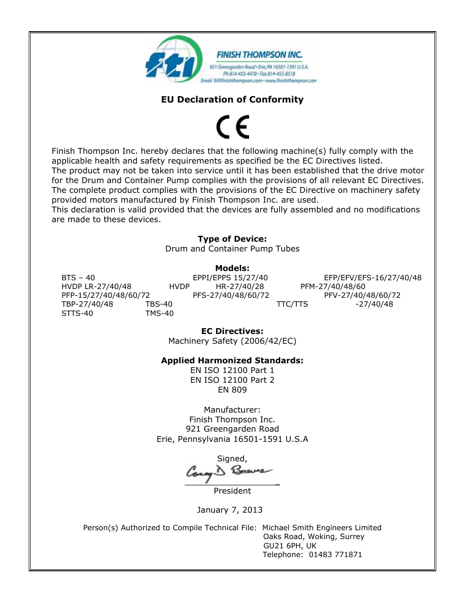 Finish Thompson PFS 162859 & above User Manual | Page 2 / 10