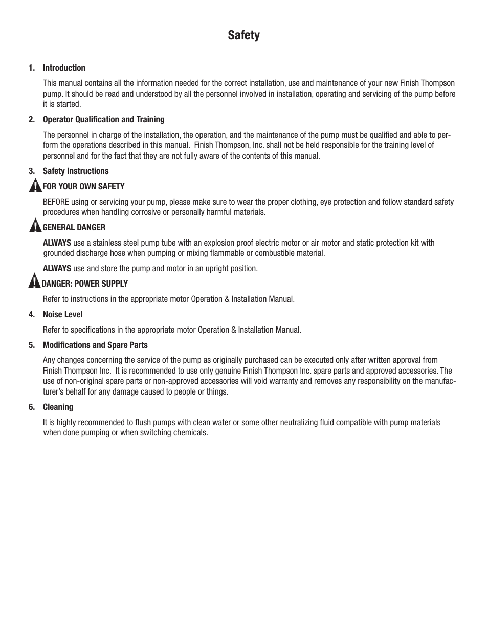 Safety | Finish Thompson STTS User Manual | Page 5 / 12