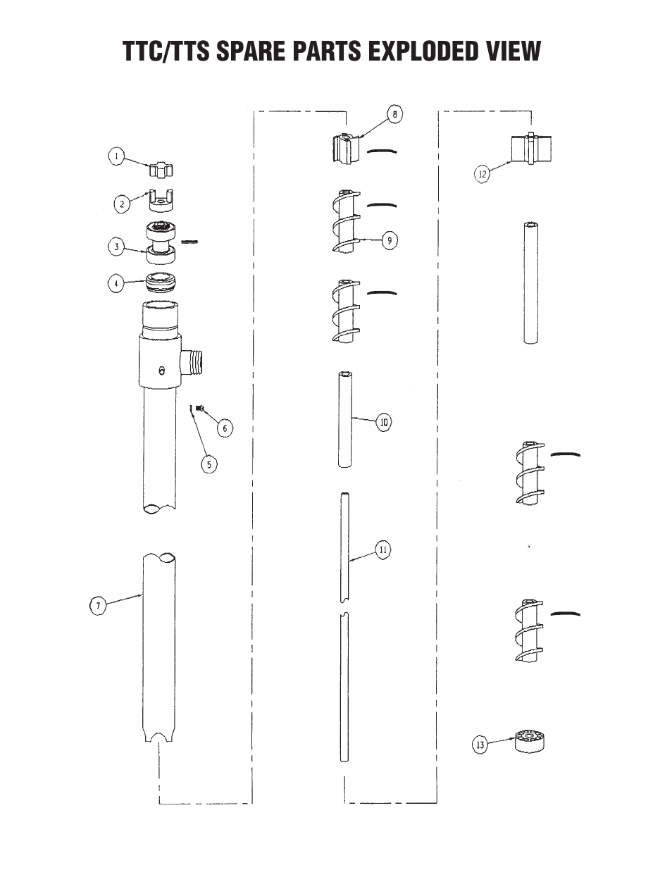 Ttc/tts spare parts exploded view | Finish Thompson STTS User Manual | Page 9 / 12