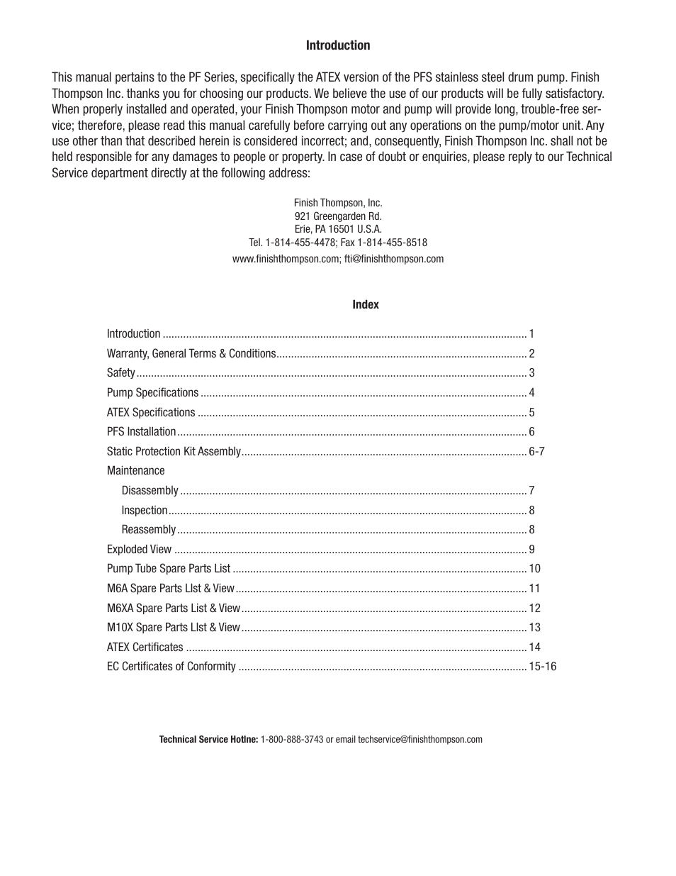 Finish Thompson PFS ATEX VERSION (INCLUDES M6A, M6XA, M10X MOTORS & SPK) User Manual | Page 2 / 19