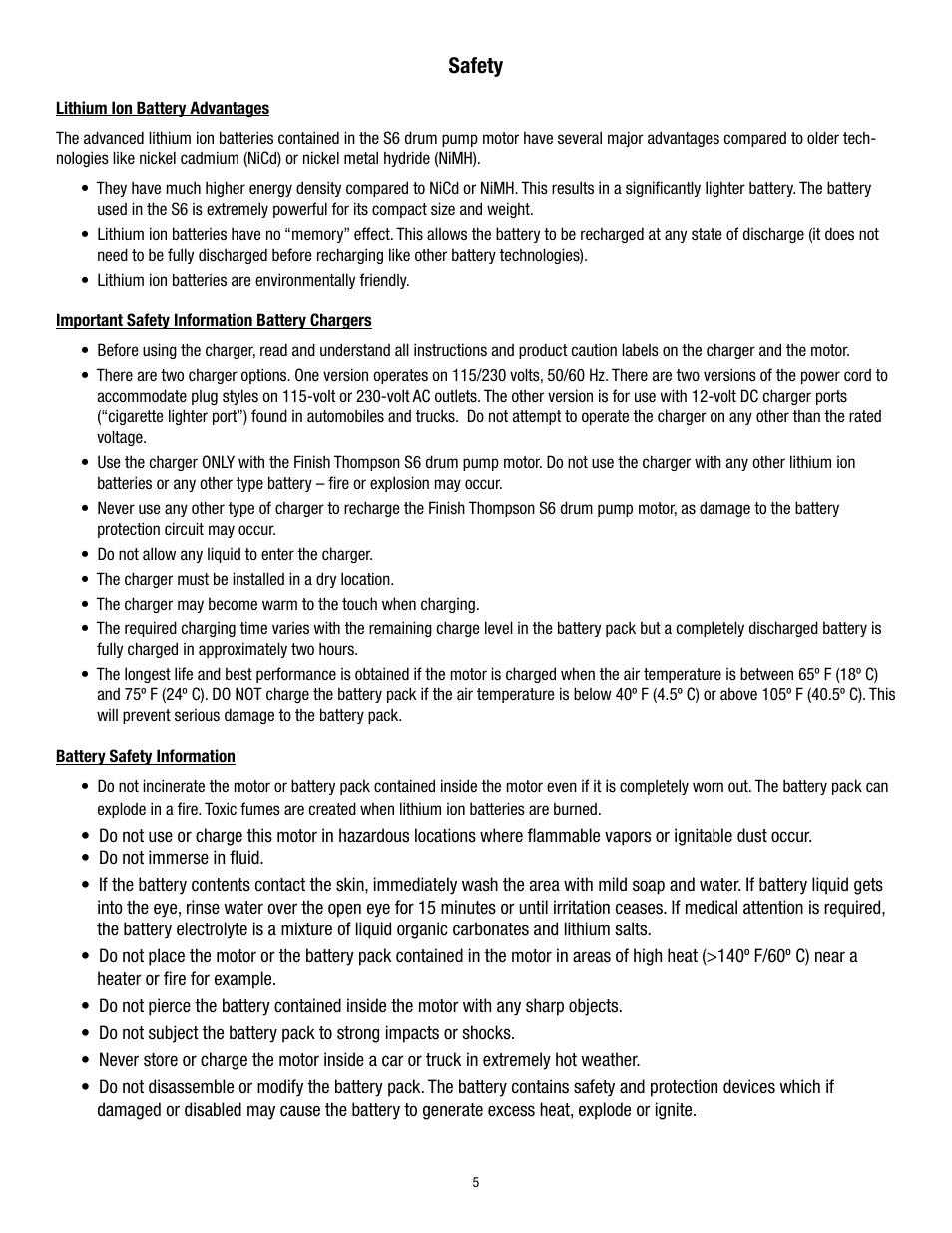 Safety | Finish Thompson S6 User Manual | Page 5 / 12