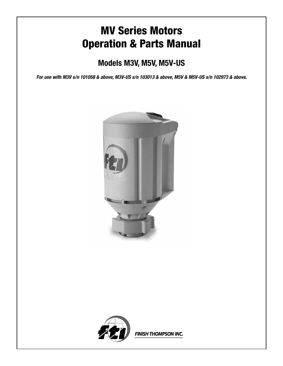 Finish Thompson M3V-UK 103013 & up User Manual | 8 pages