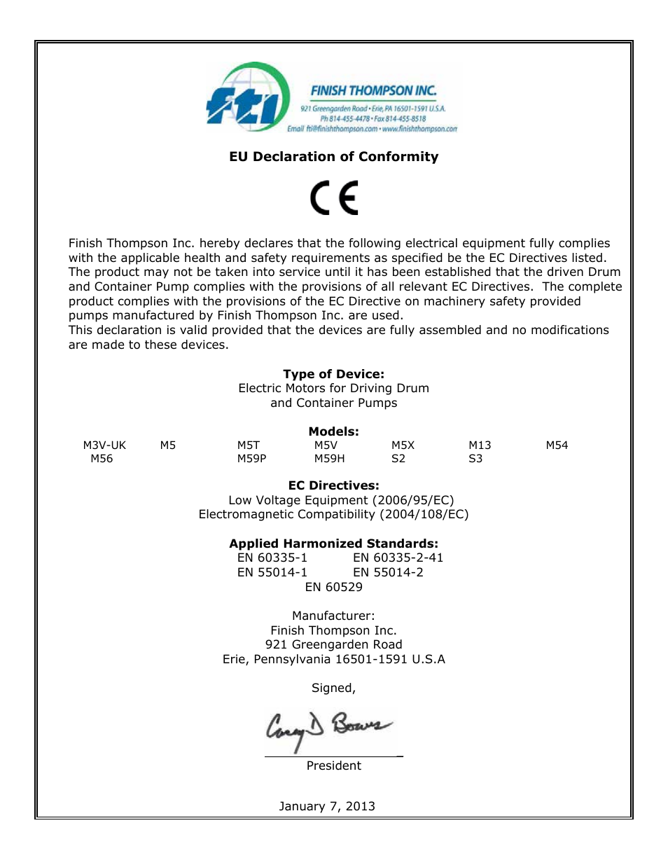 Finish Thompson M3V-UK 103013 & up User Manual | Page 2 / 8