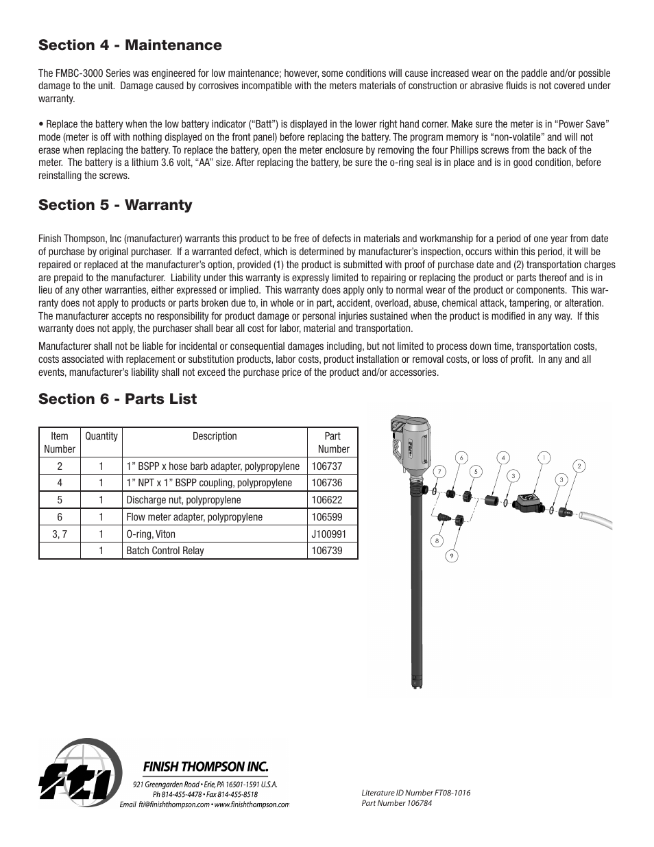 Finish Thompson FMBC3000 Series User Manual | Page 7 / 7