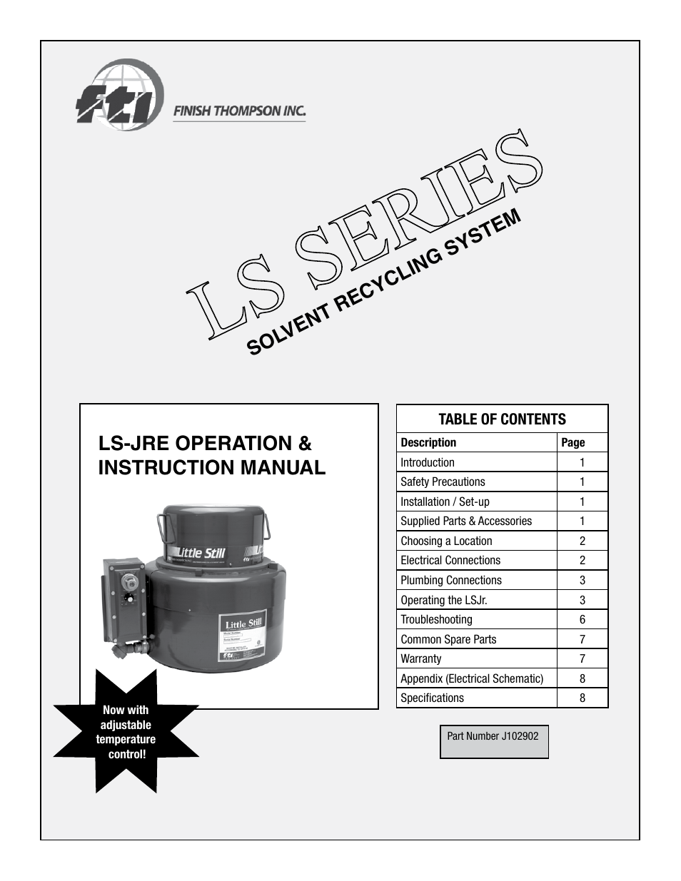 Finish Thompson LS-JRE User Manual | 8 pages