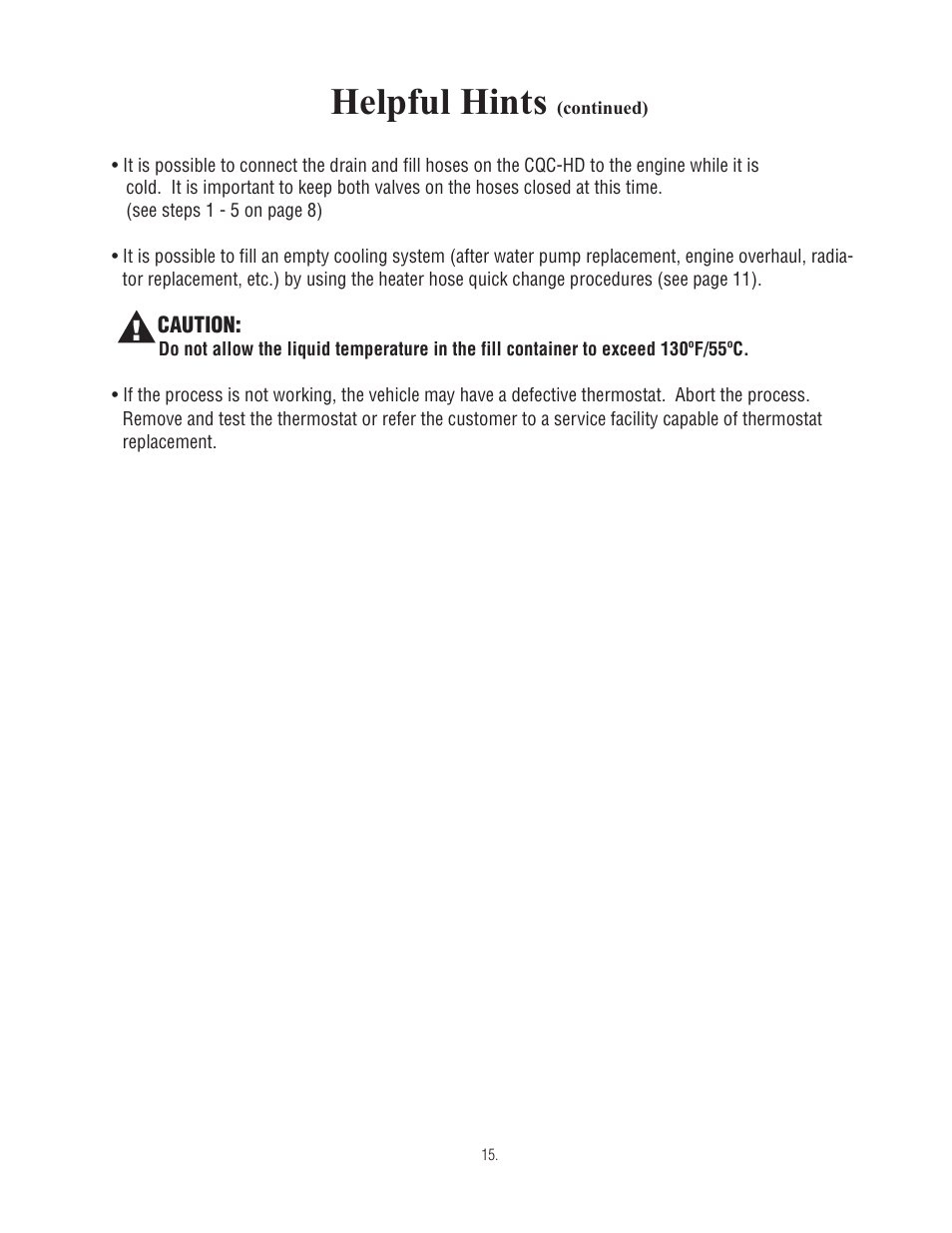 Helpful hints | Finish Thompson CQC-HD User Manual | Page 17 / 19