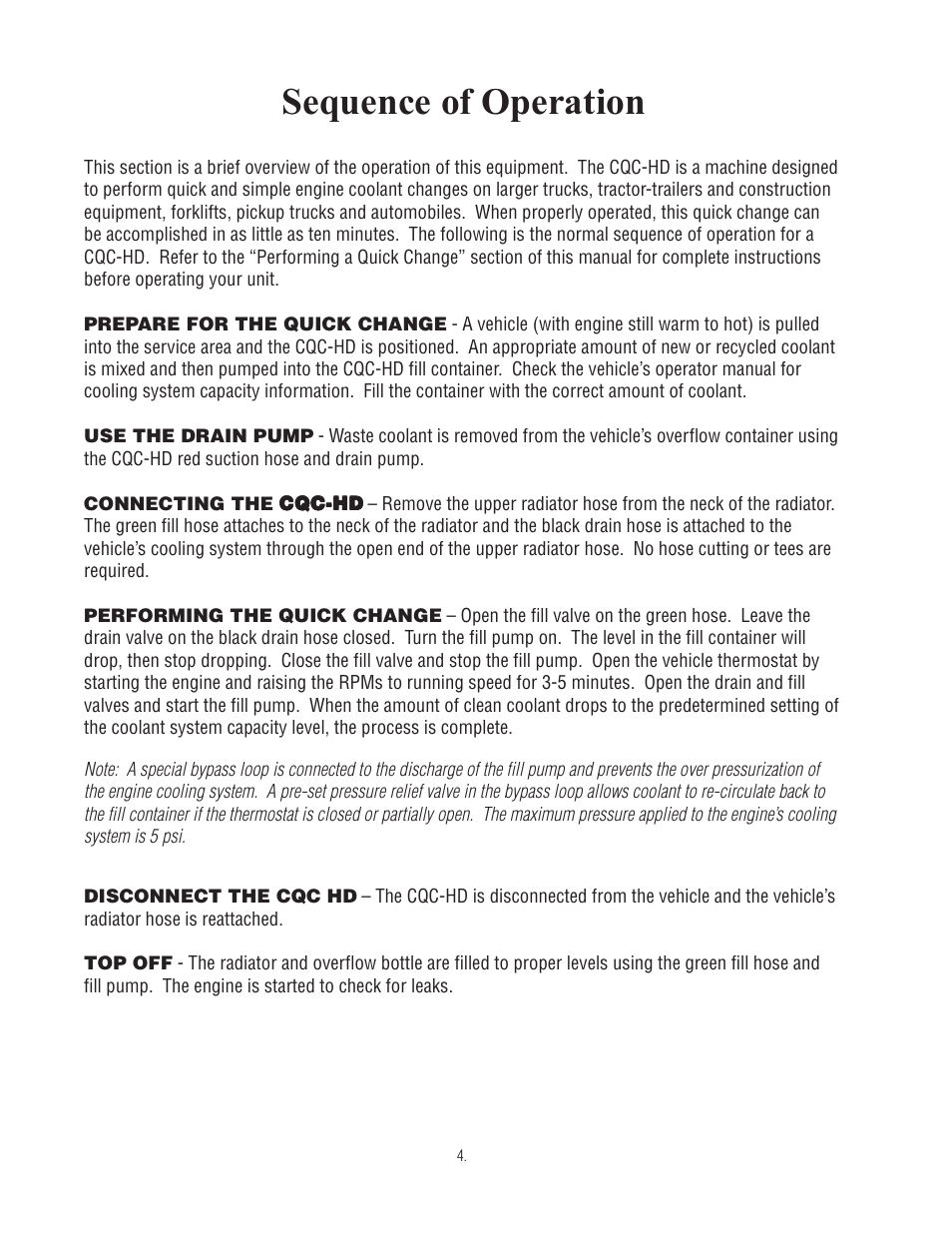 Sequence of operation | Finish Thompson CQC-HD User Manual | Page 6 / 19