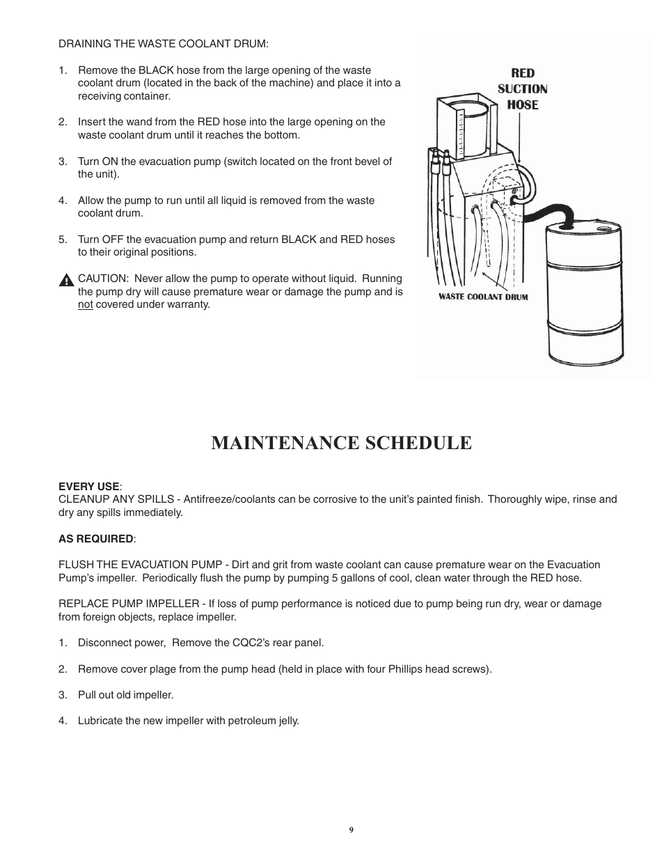 Maintenance schedule | Finish Thompson CQC2 User Manual | Page 9 / 12