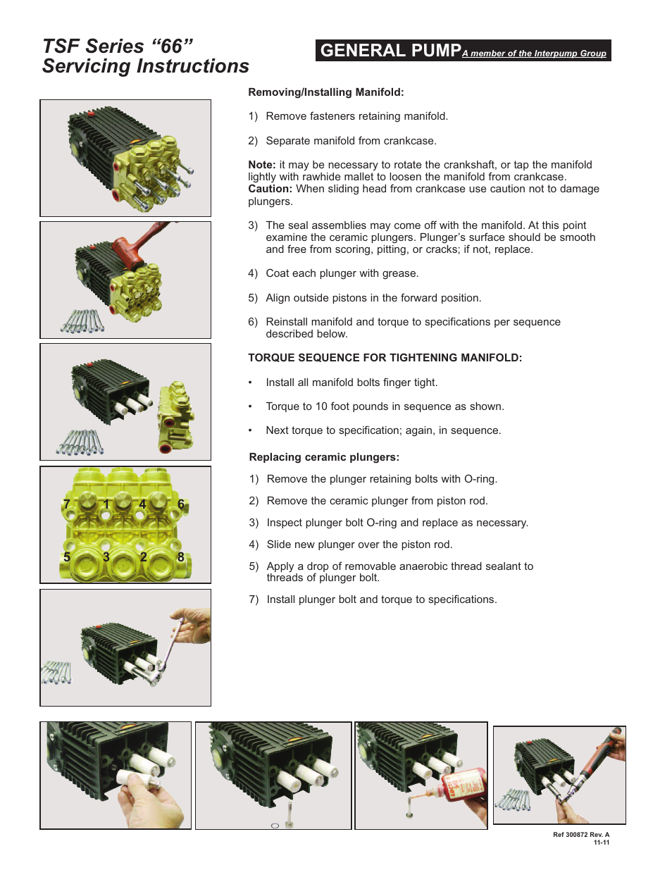 Tsf series “66” servicing instructions, General pump | General Pump 66 Series TSF User Manual | Page 2 / 4