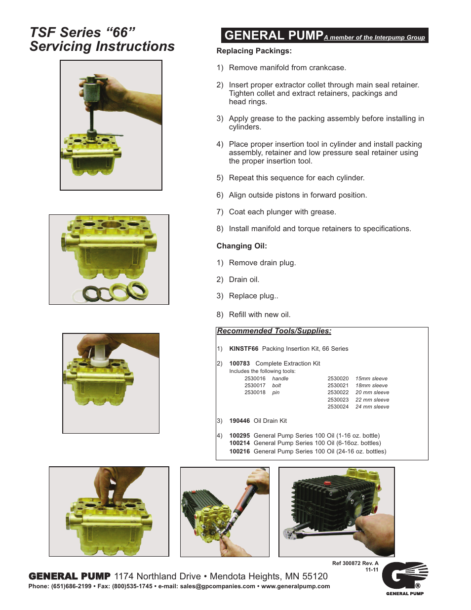 Tsf series “66” servicing instructions, General pump | General Pump 66 Series TSF User Manual | Page 3 / 4