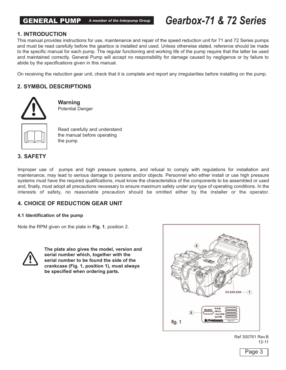 Gearbox-71 & 72 series, General pump | General Pump 72 Series Gearbox User Manual | Page 3 / 13