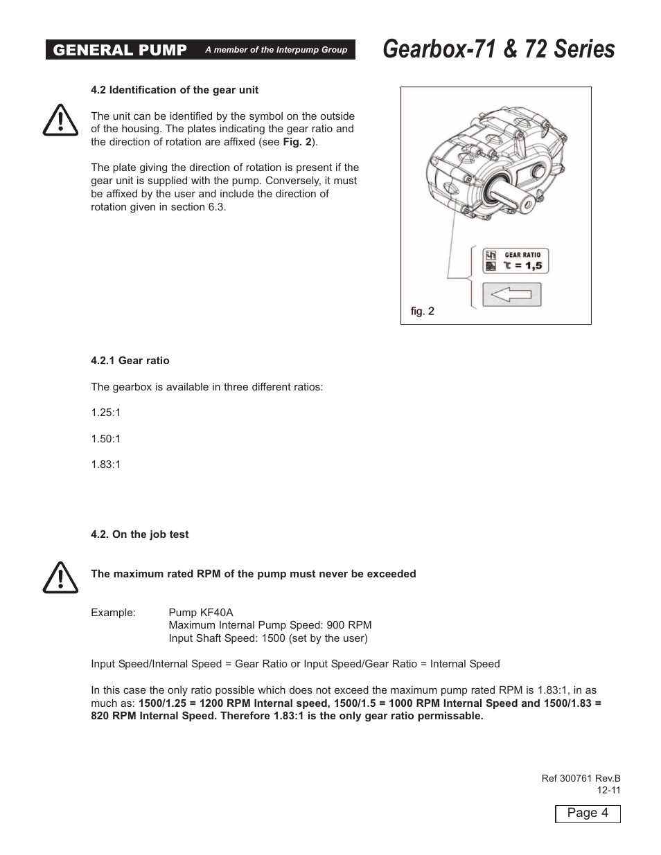 Gearbox-71 & 72 series, General pump | General Pump 72 Series Gearbox User Manual | Page 4 / 13