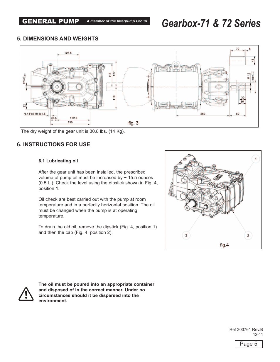 Gearbox-71 & 72 series, General pump | General Pump 72 Series Gearbox User Manual | Page 5 / 13