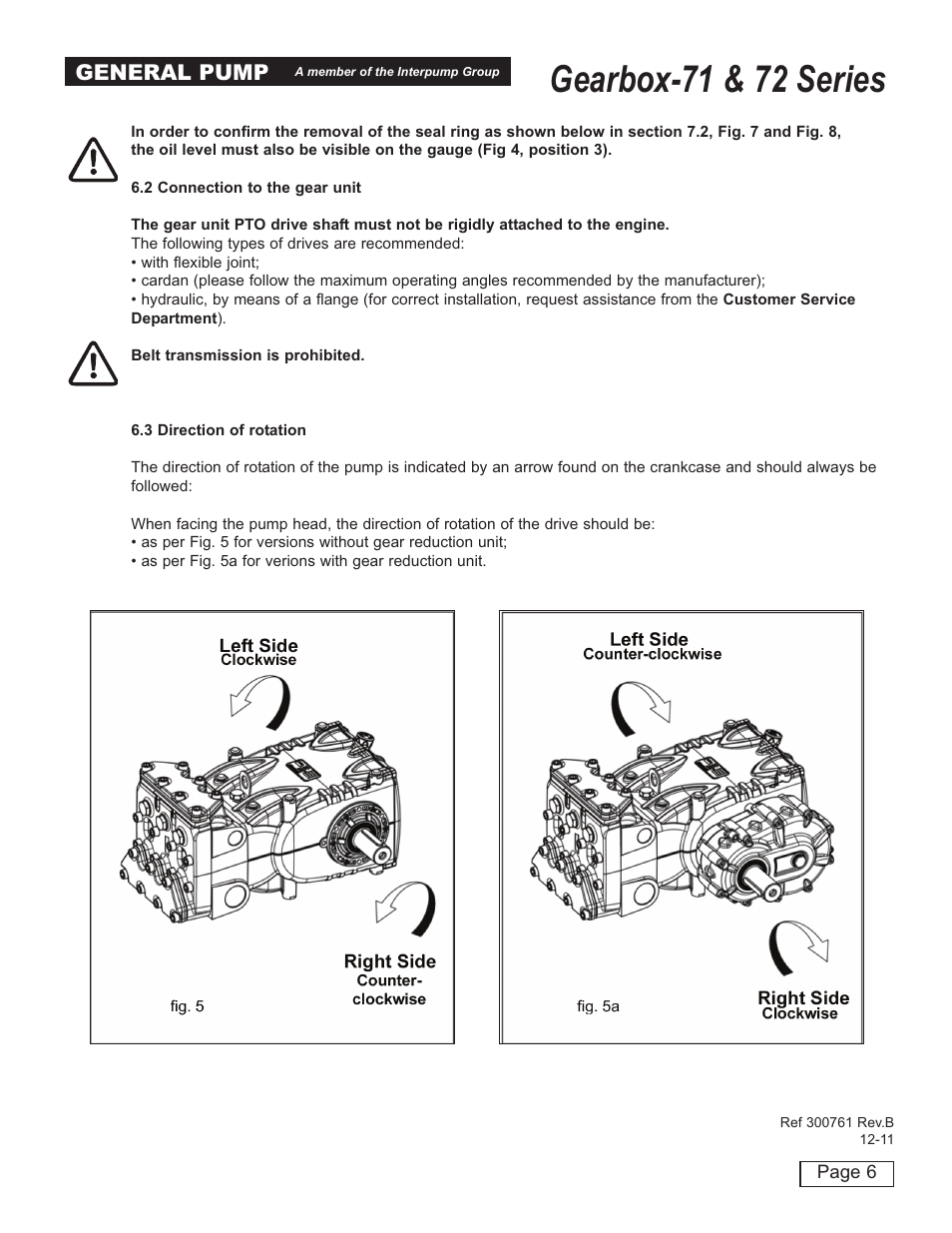 Gearbox-71 & 72 series, General pump | General Pump 72 Series Gearbox User Manual | Page 6 / 13