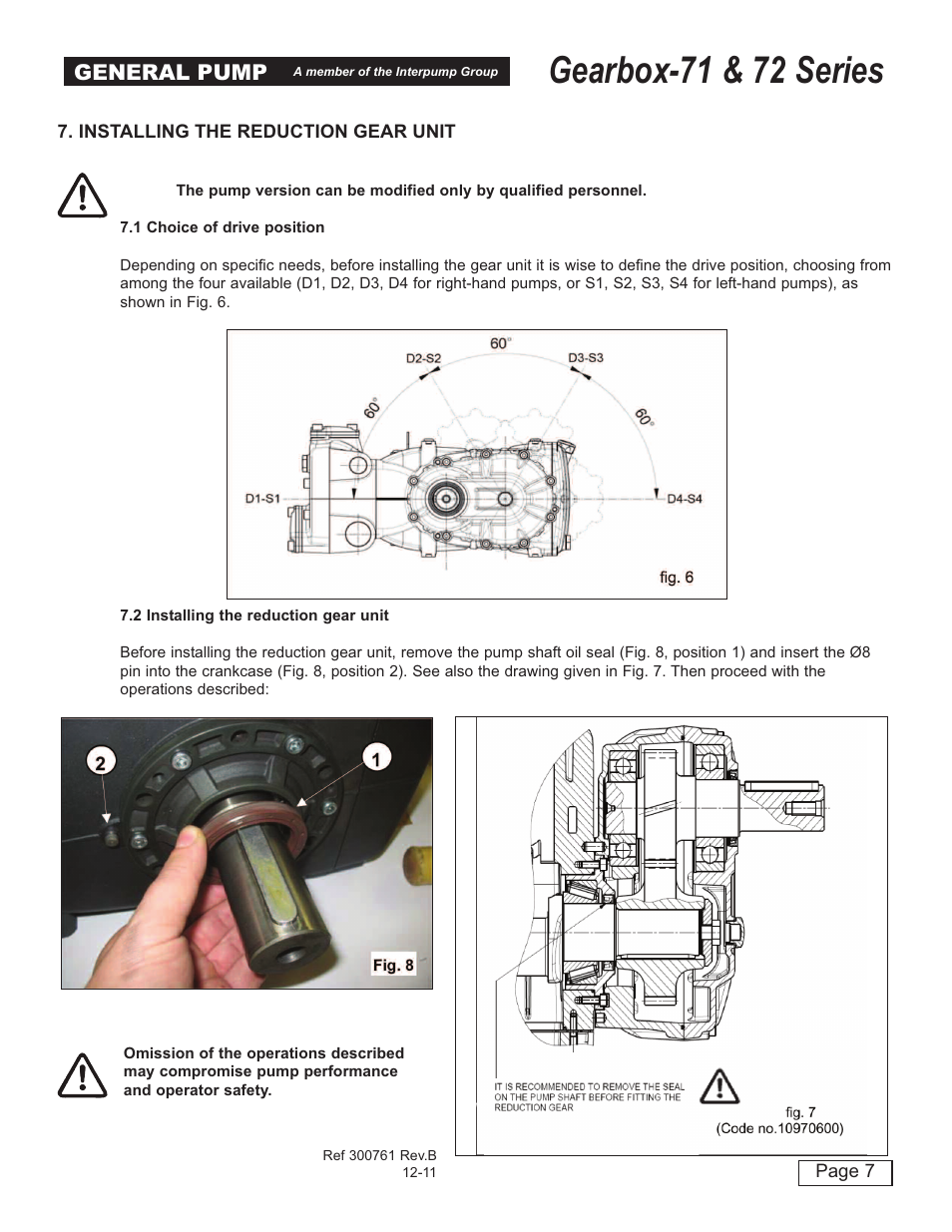 Gearbox-71 & 72 series, General pump | General Pump 72 Series Gearbox User Manual | Page 7 / 13