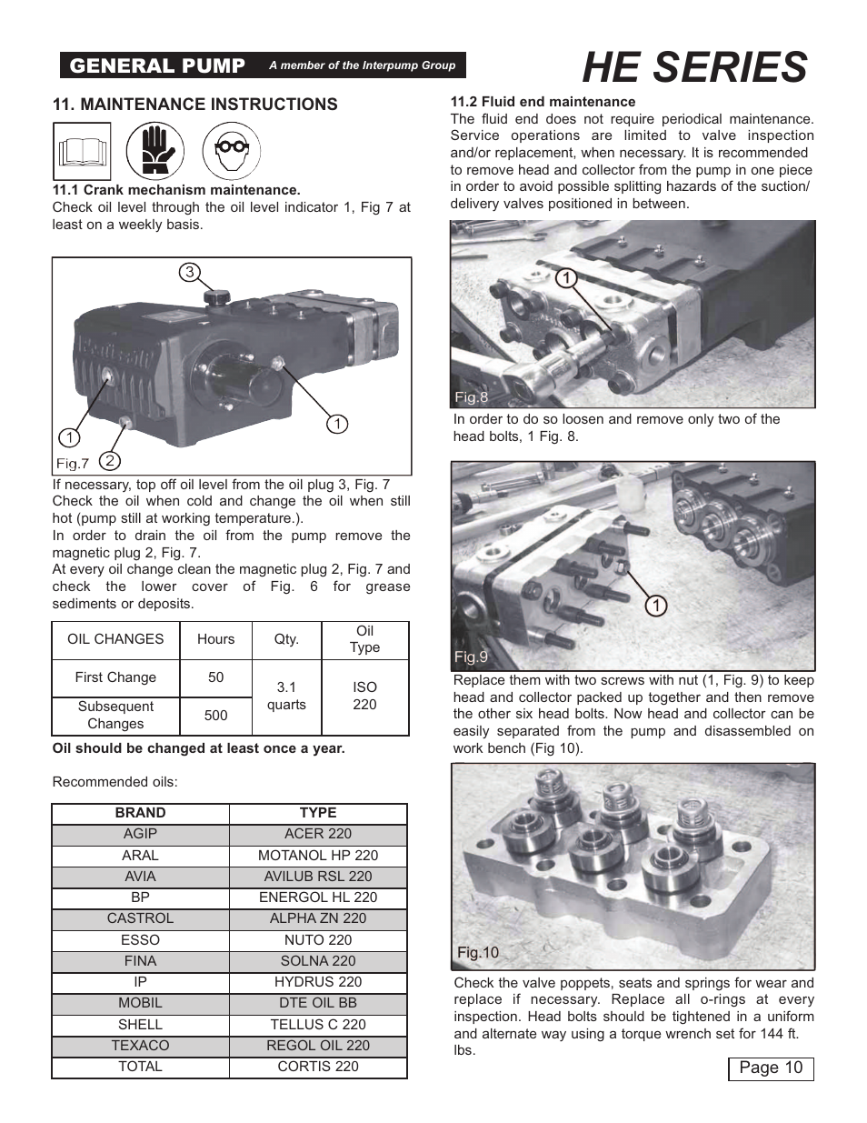 He series, General pump | General Pump HE User Manual | Page 10 / 20