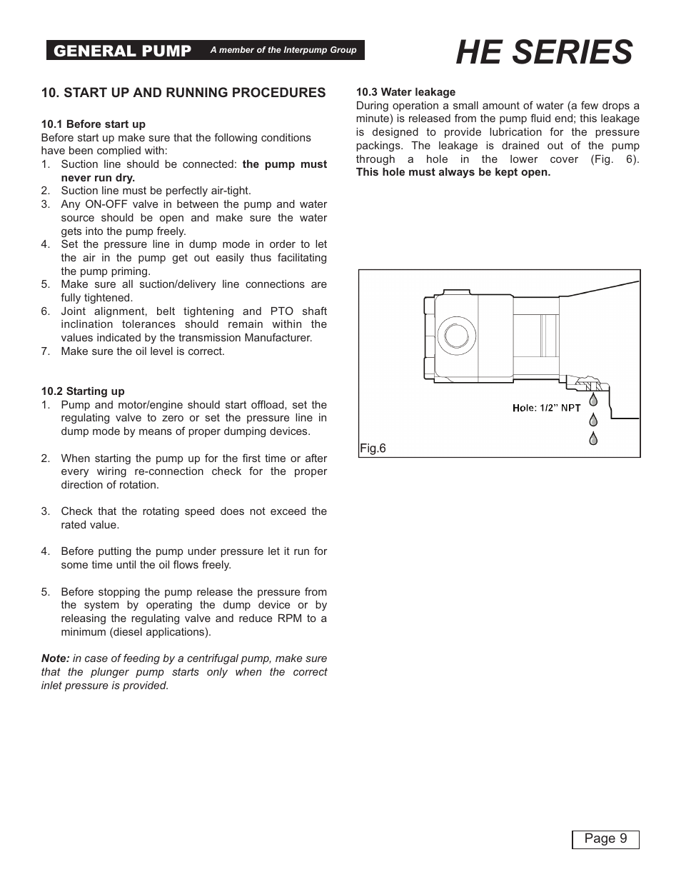 He series, General pump | General Pump HE User Manual | Page 9 / 20