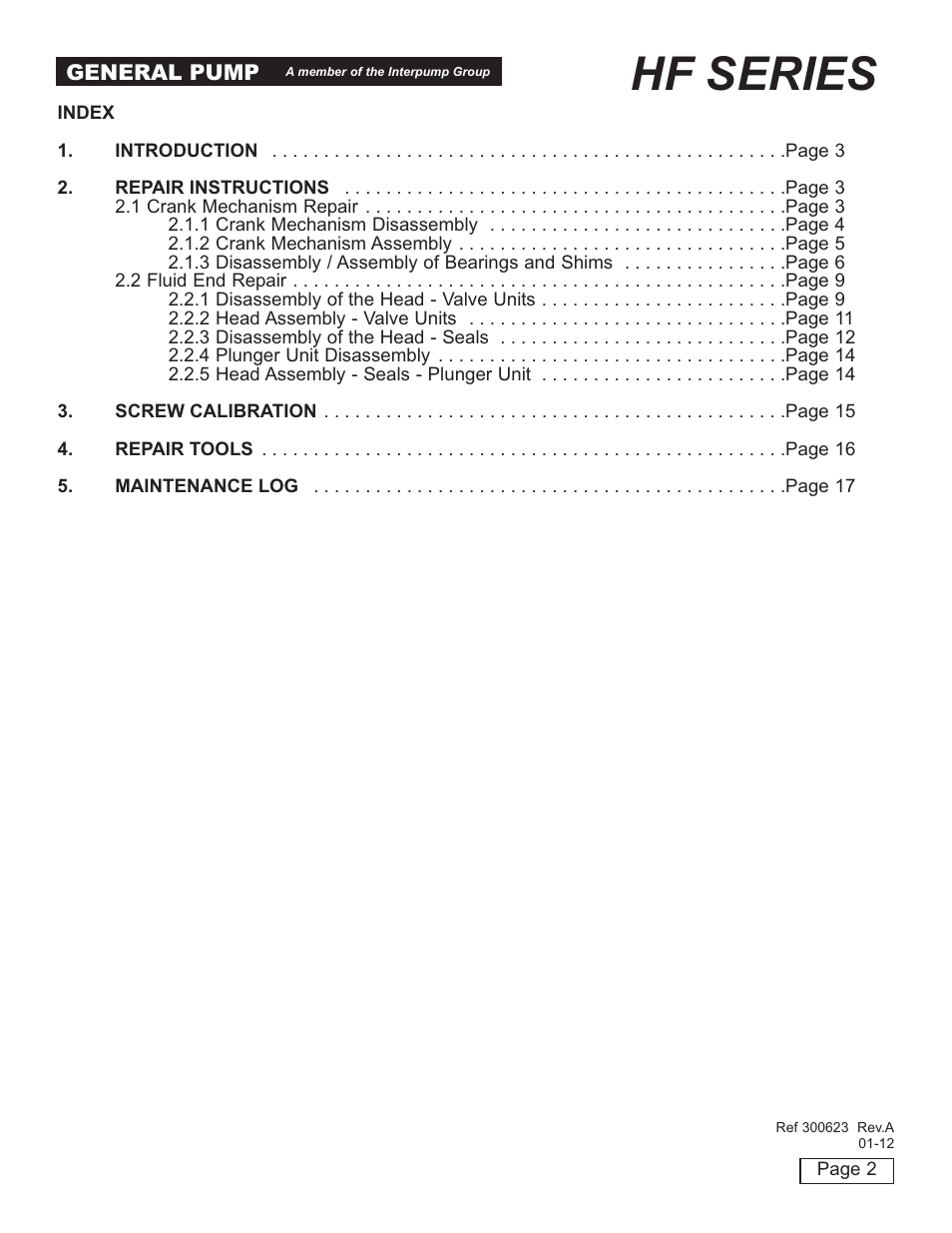 Hf series | General Pump HF Repair Manual User Manual | Page 2 / 17