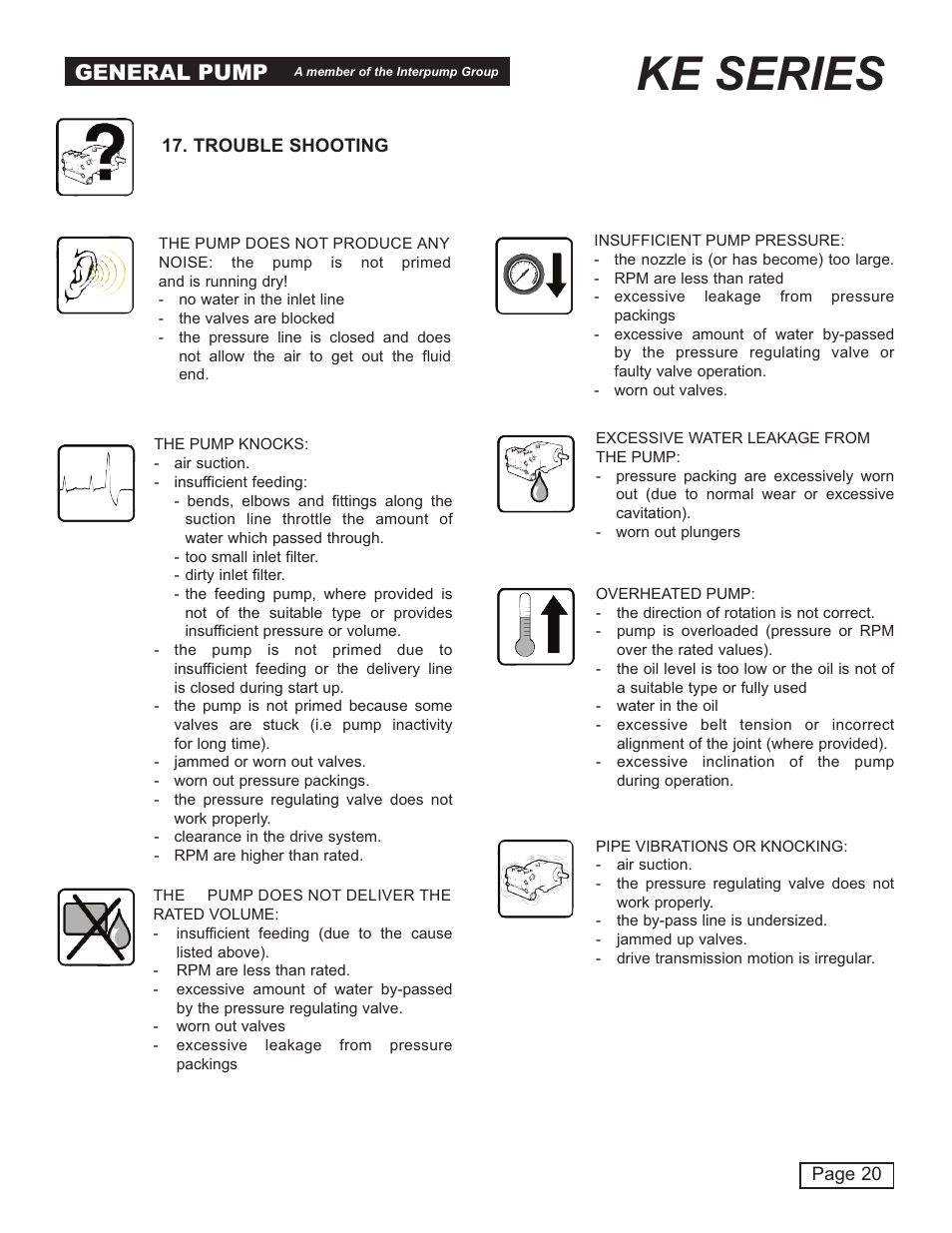 Ke series, General pump | General Pump KE Owner Manual User Manual | Page 20 / 22