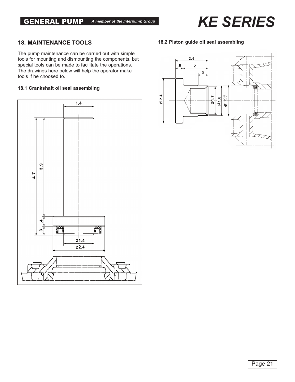 Ke series | General Pump KE Owner Manual User Manual | Page 21 / 22