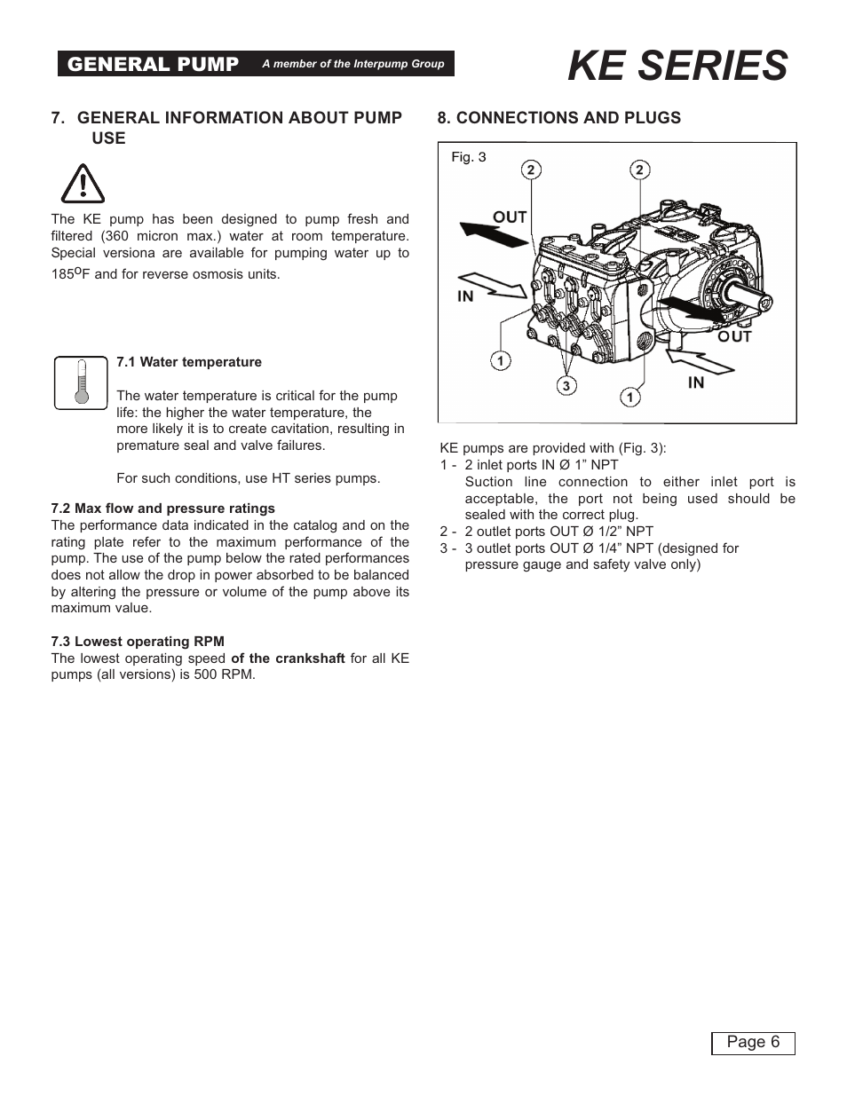 Ke series, General pump | General Pump KE Owner Manual User Manual | Page 6 / 22