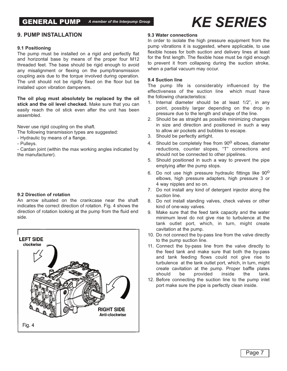 Ke series, General pump | General Pump KE Owner Manual User Manual | Page 7 / 22