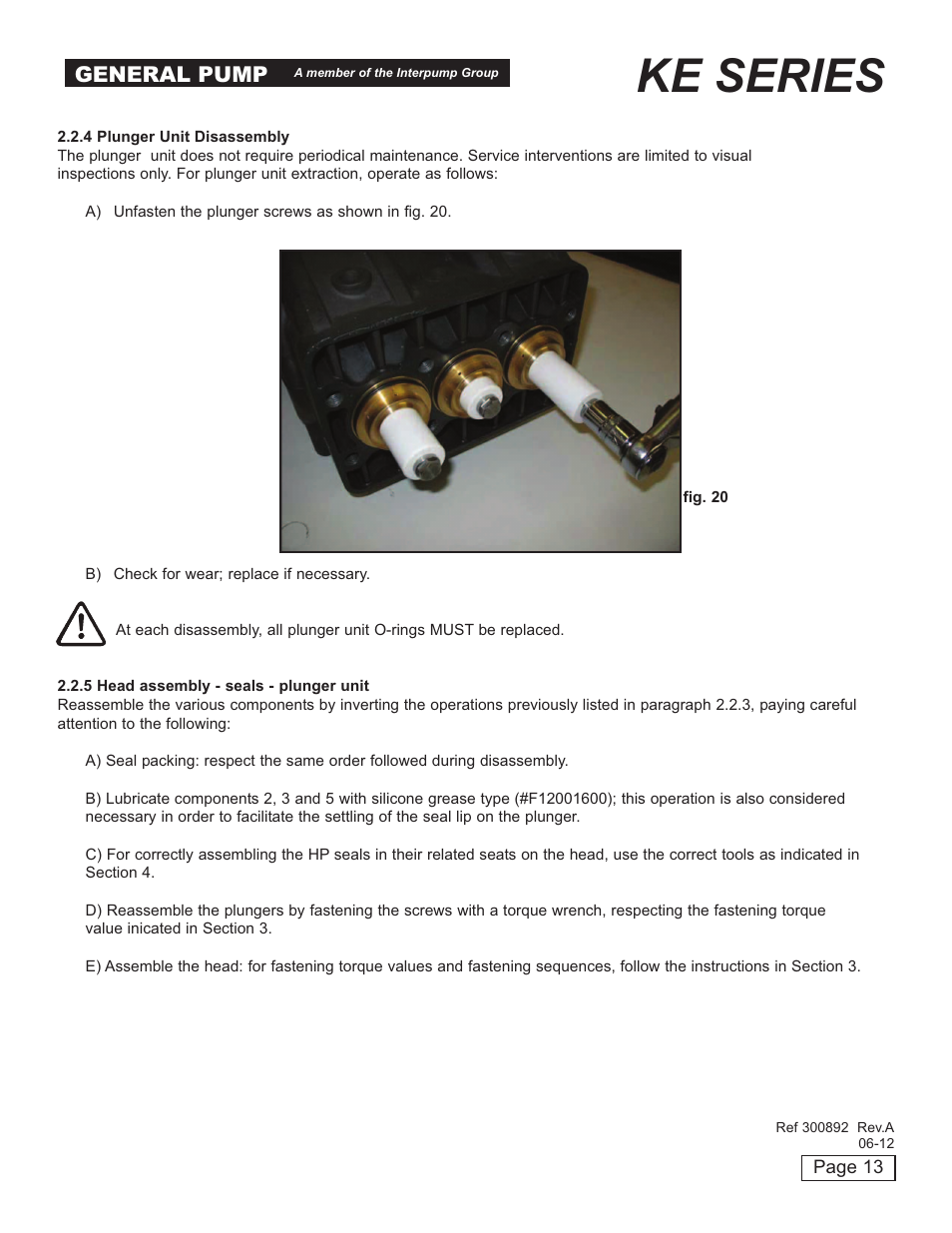 Ke series, General pump | General Pump KE Repair Manual User Manual | Page 13 / 16