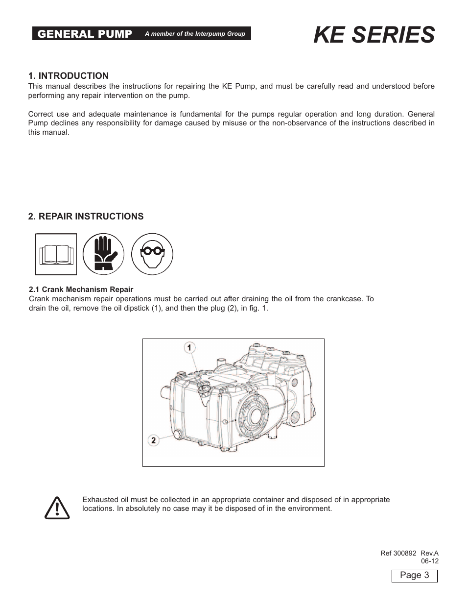 Ke series, General pump | General Pump KE Repair Manual User Manual | Page 3 / 16