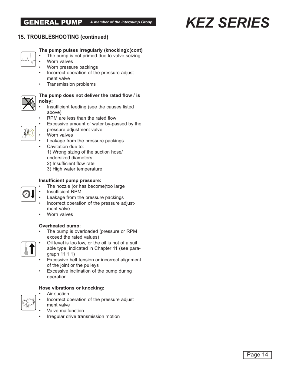 Kez series, General pump | General Pump KEZ Owner Manual v.1 User Manual | Page 14 / 17