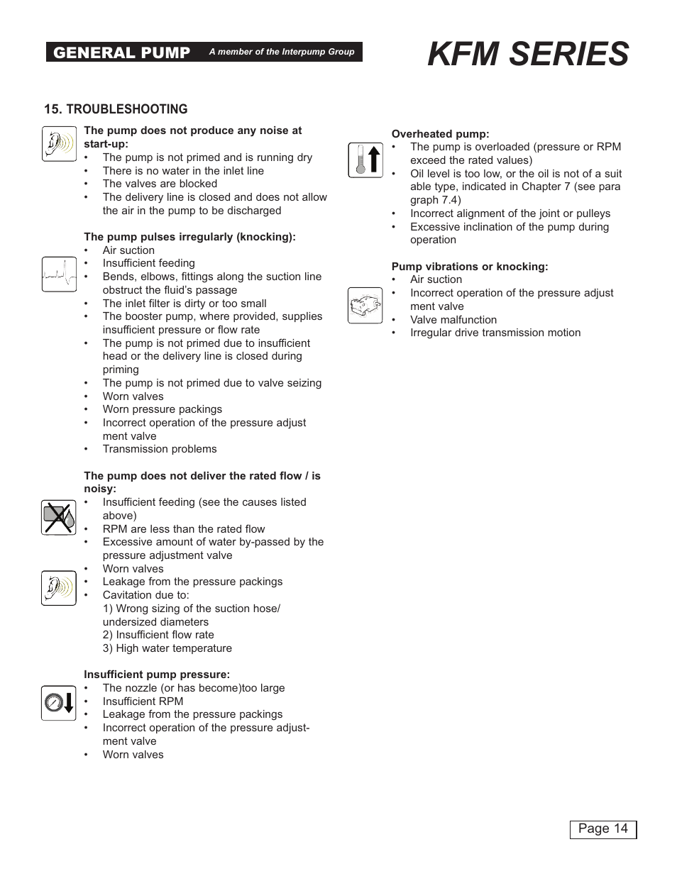 Kfm series, General pump | General Pump KFM Owner Manual User Manual | Page 14 / 17