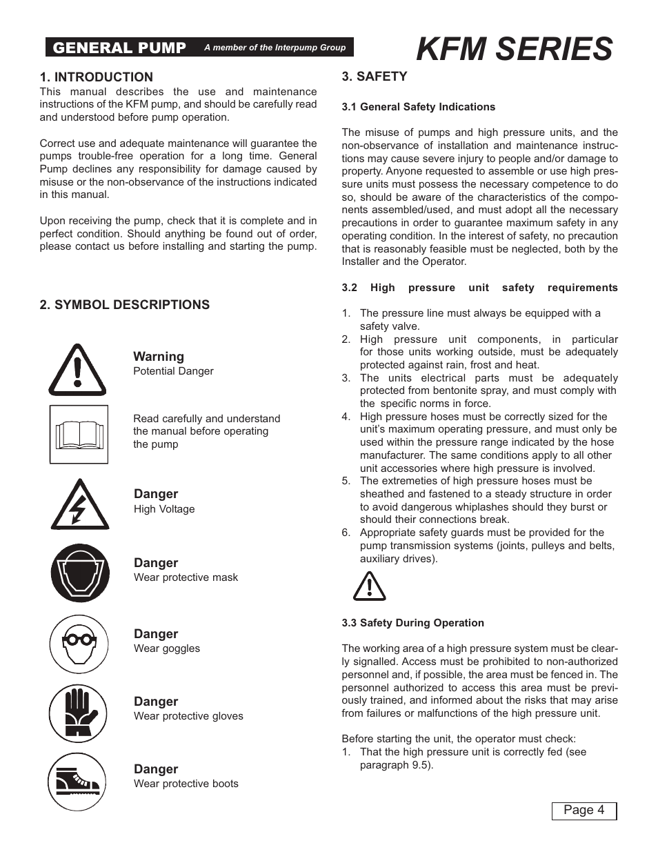 Kfm series, General pump | General Pump KFM Owner Manual User Manual | Page 4 / 17