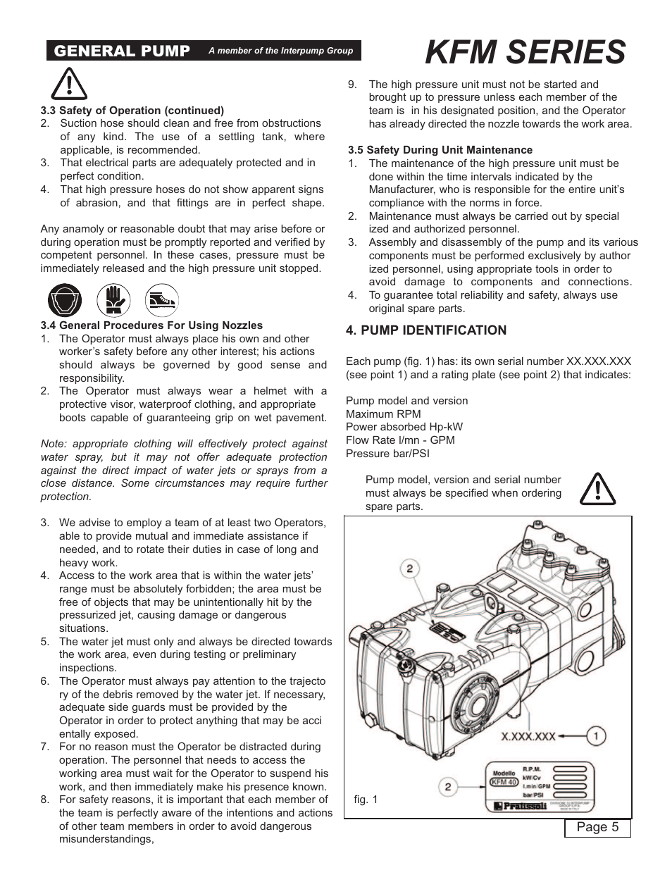 Kfm series, General pump | General Pump KFM Owner Manual User Manual | Page 5 / 17