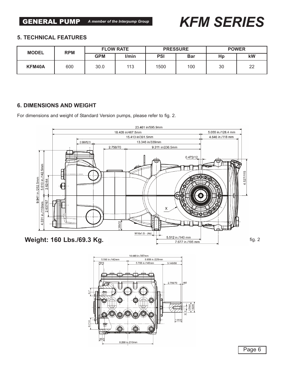 Kfm series, General pump | General Pump KFM Owner Manual User Manual | Page 6 / 17