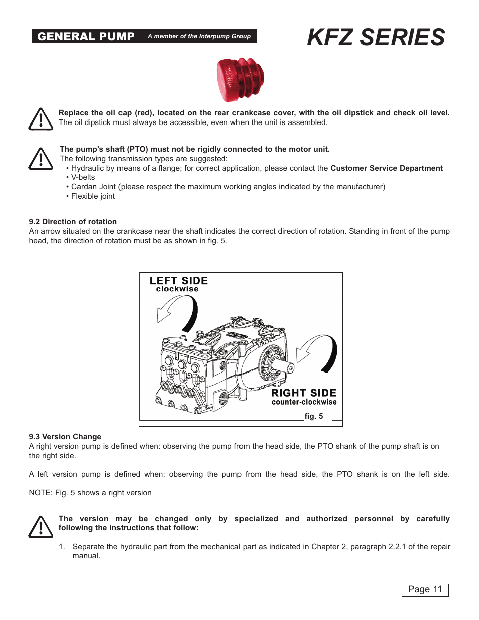 Kfz series, General pump | General Pump KFZ Owner Manual User Manual | Page 11 / 24