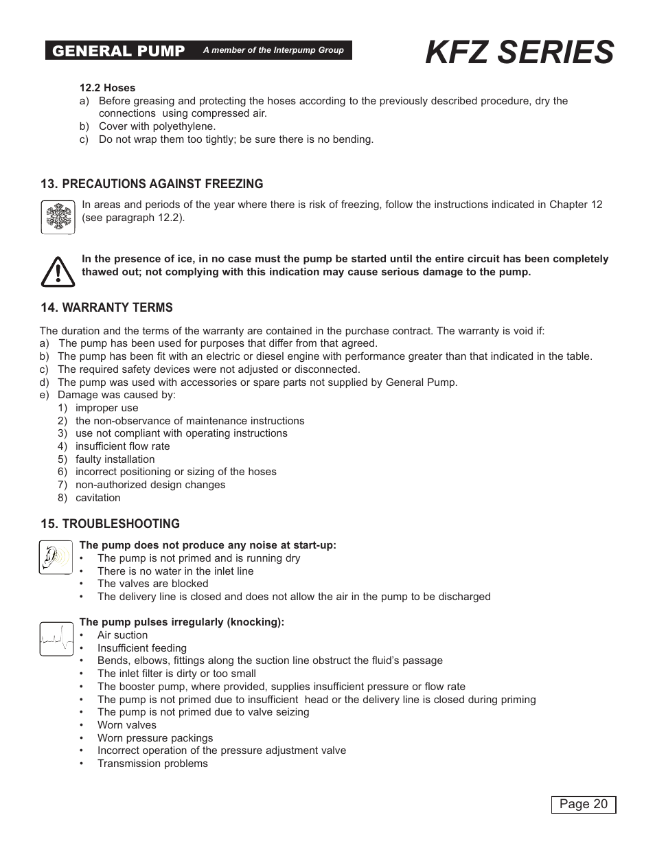 Kfz series, General pump | General Pump KFZ Owner Manual User Manual | Page 20 / 24