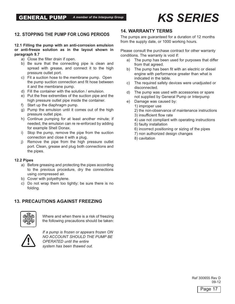 Ks series, General pump | General Pump KS Owner Manual User Manual | Page 17 / 23