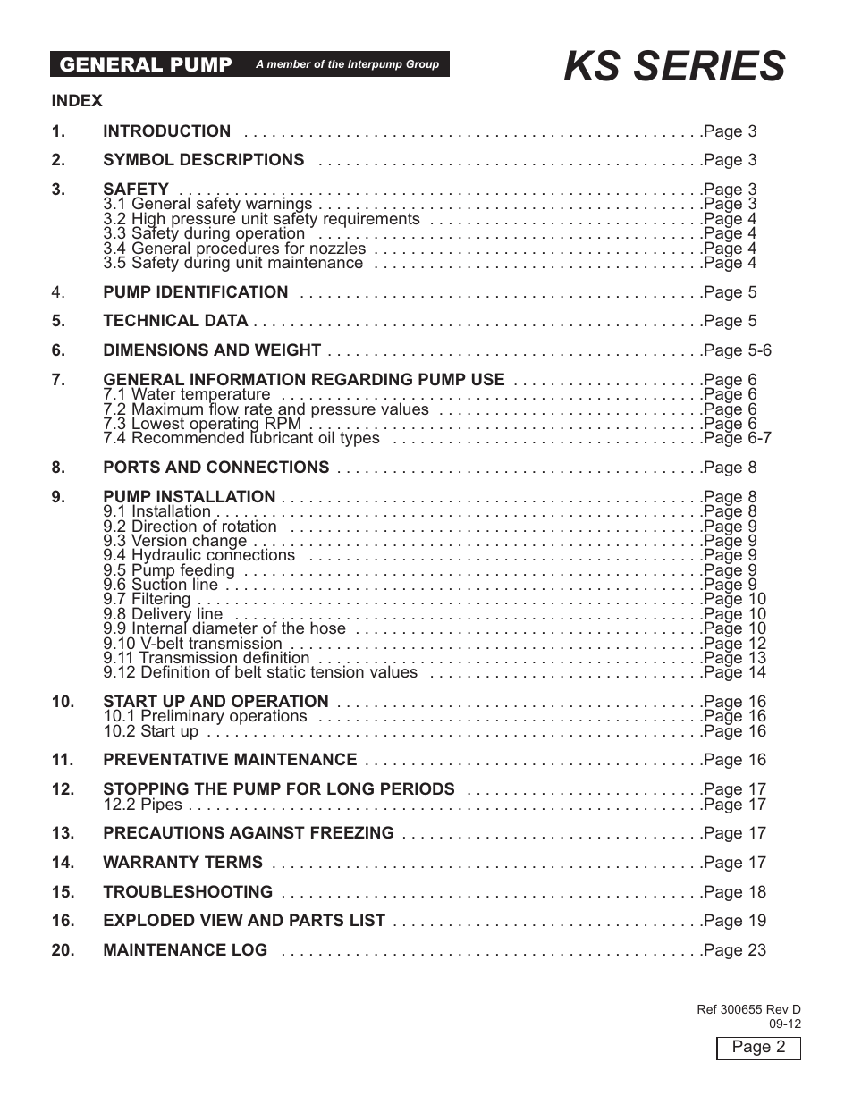 Ks series | General Pump KS Owner Manual User Manual | Page 2 / 23