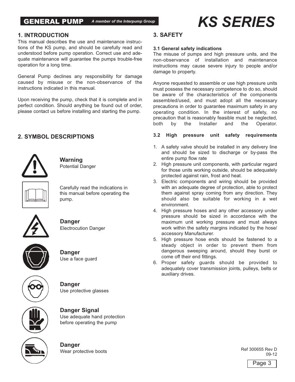 Ks series, General pump | General Pump KS Owner Manual User Manual | Page 3 / 23