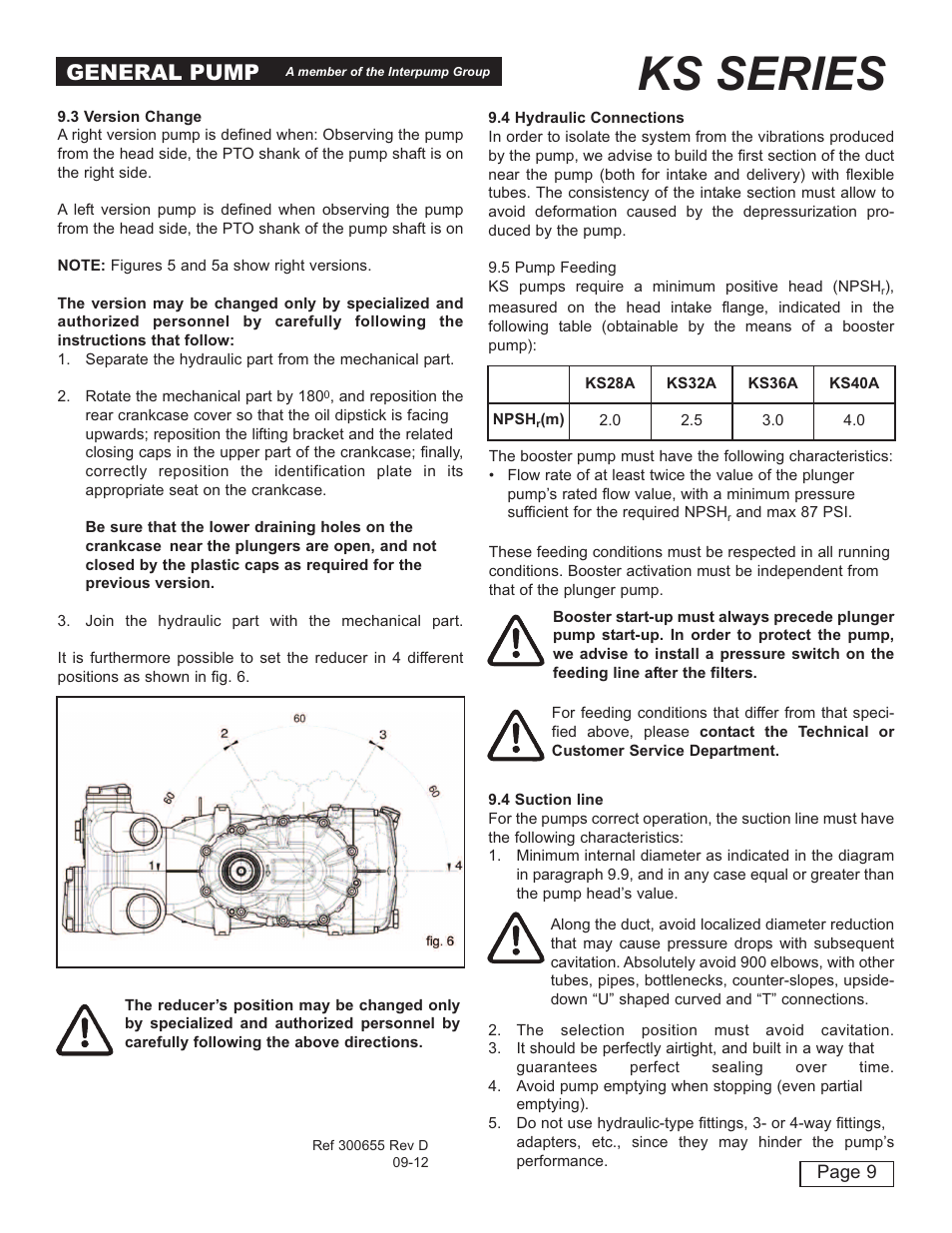 Ks series, General pump | General Pump KS Owner Manual User Manual | Page 9 / 23