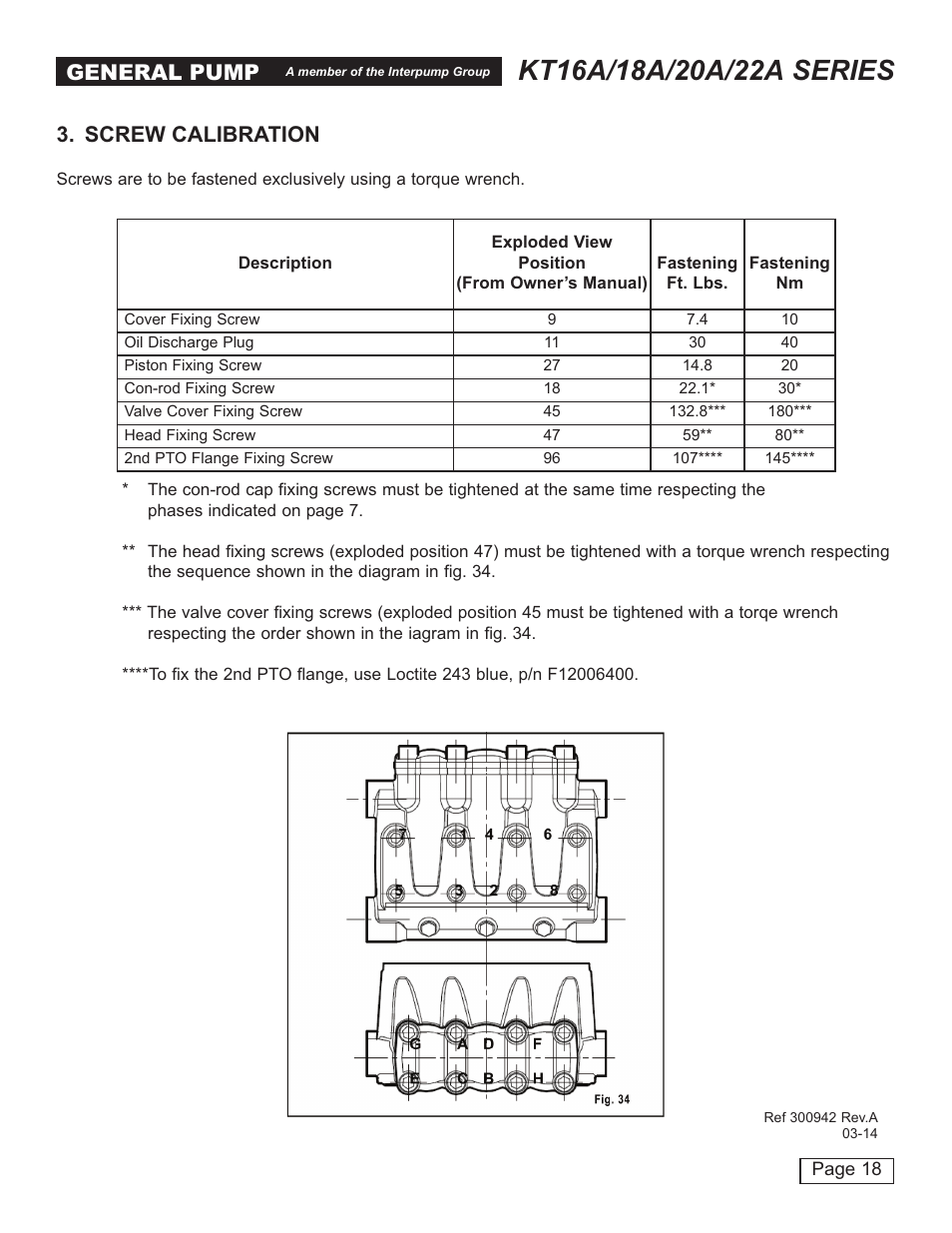 General pump, Screw calibration | General Pump T16A-18A-20A-22A User Manual | Page 18 / 21