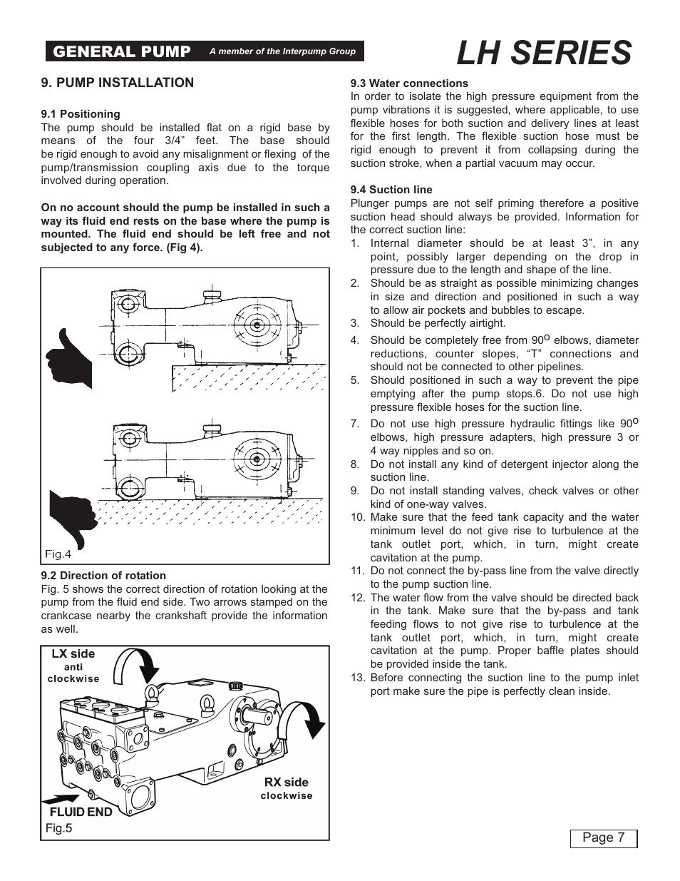 Lh series, General pump | General Pump LH User Manual | Page 7 / 21