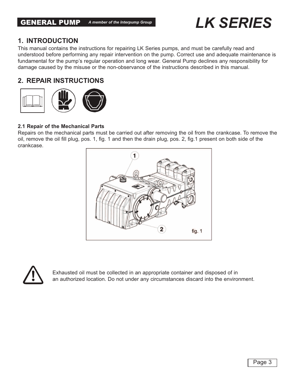 Lk series | General Pump LK Repair Manual User Manual | Page 3 / 50