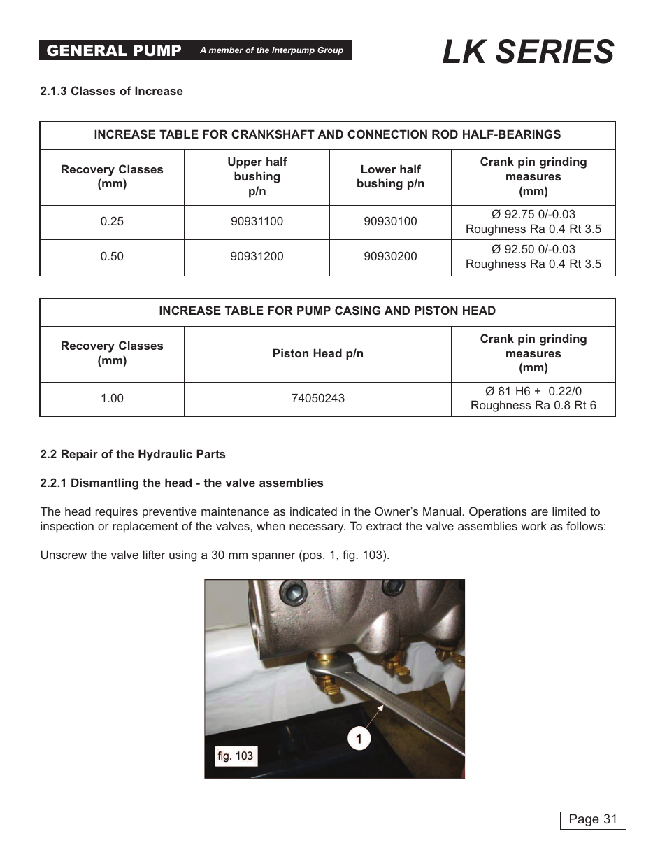 Lk series | General Pump LK Repair Manual User Manual | Page 31 / 50