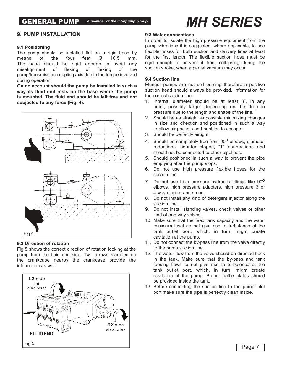 Mh series, General pump | General Pump MH User Manual | Page 7 / 18