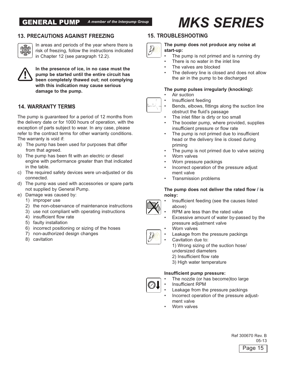 Mks series, General pump | General Pump MKS Owner Manual User Manual | Page 15 / 21