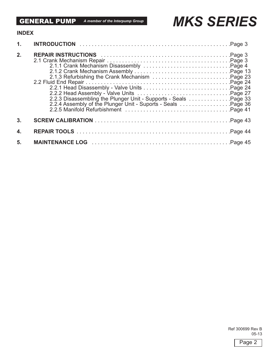 Mks series | General Pump MKS Repair Manual User Manual | Page 2 / 45